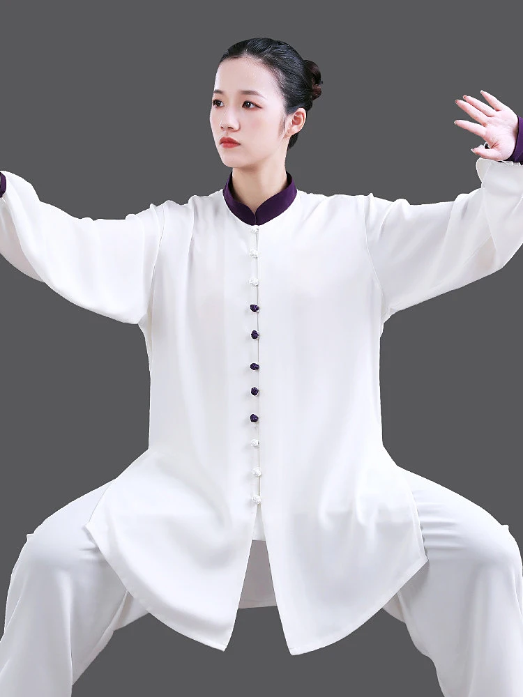 Premium Flowy Women's Tai Chi Uniform - Chinese Style Martial Arts Outfit, Polyester Breathable for Spring Autumn Practice Set