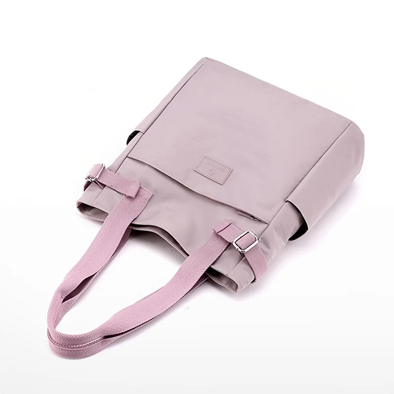 New Women Tote Bag Purple Crossbody Bag Solid Color Large Capacity Simple Student Nylon Hand Bag