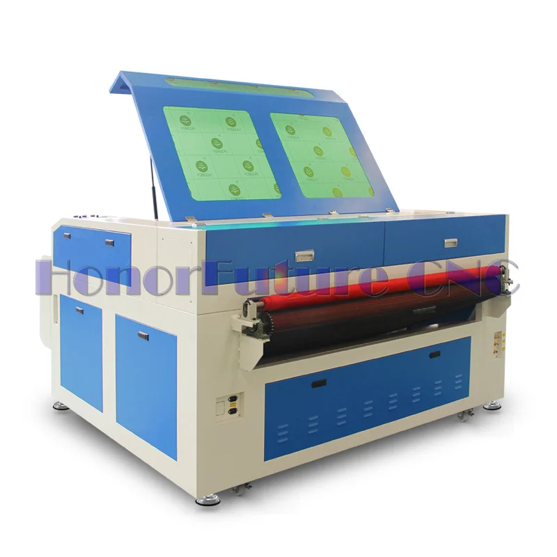 Cortadora láser Co2 de alimentación automática de alta resistencia personalizable 80W 130W 1610 cortador láser textil de tela para no metal