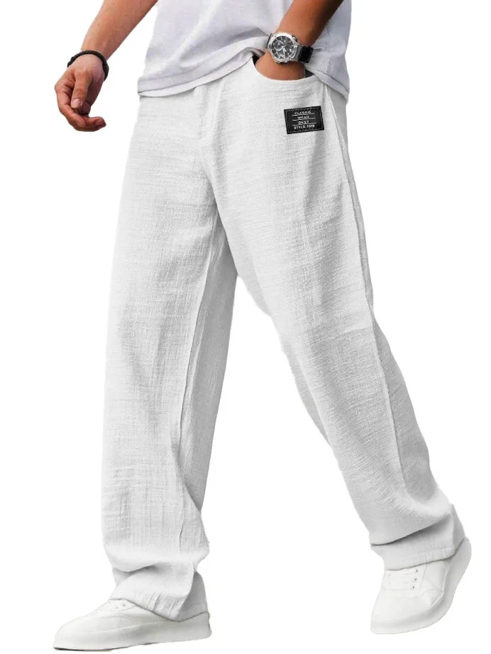 2026 Spring Autumn Vintage Mens Loose Pants Daily Casual Breathable Embroidery Straight Trousers for Men Trendy Pants Streetwear