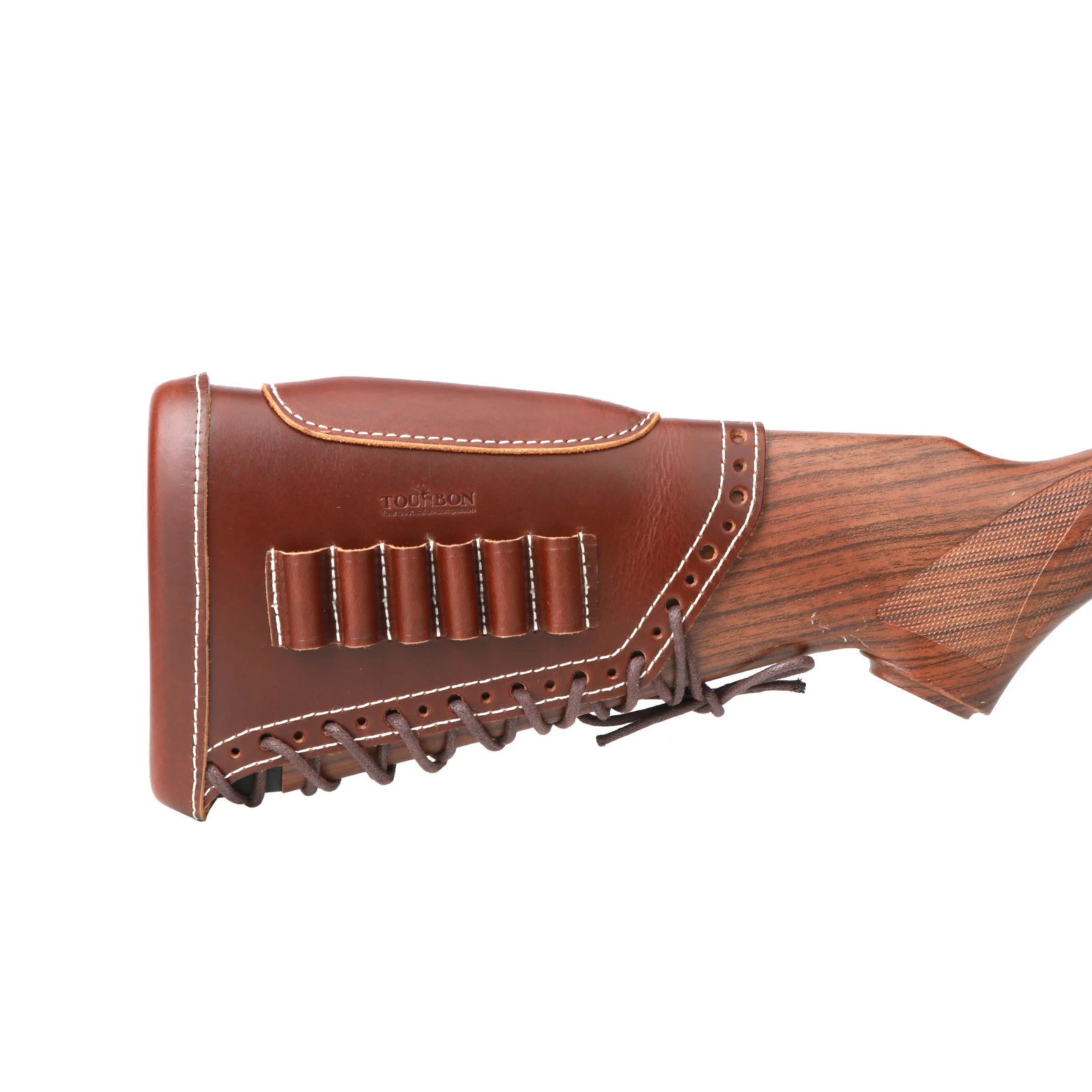 Tourbon Hunting Leather Rifle Cheek Rest Adjustable Gun Buttstock Cover Protector Pads with Cartridges Bullet Holder