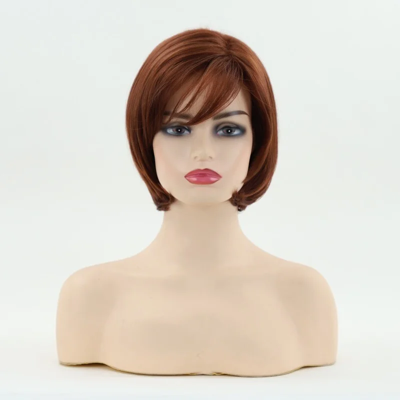 

Women Wig Natural Short Golden Brown Hair Wig Heat Resistant Full Wigs