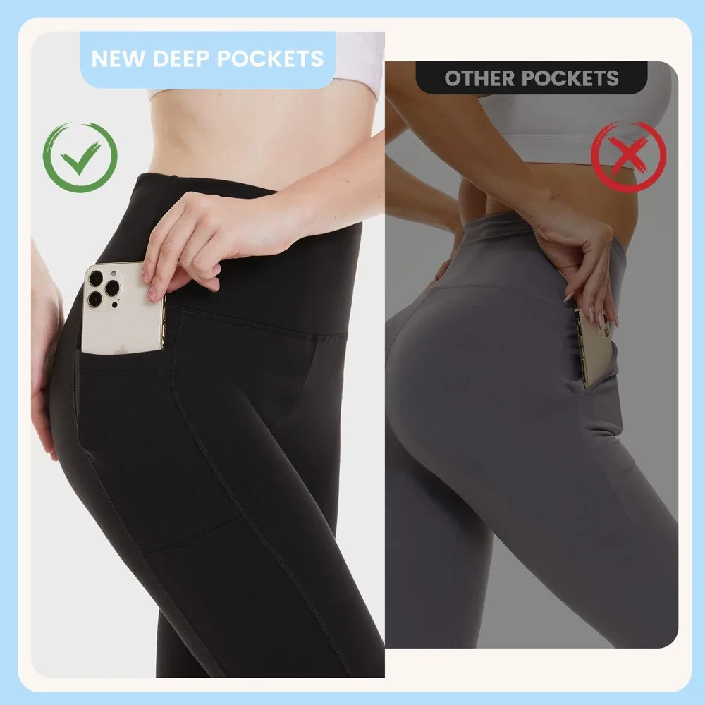 Women Leggings Black Solid High Waist Yoga Pants Slim Fit Full Length Tights Breathable 4 Way Stretch Compression Leggings
