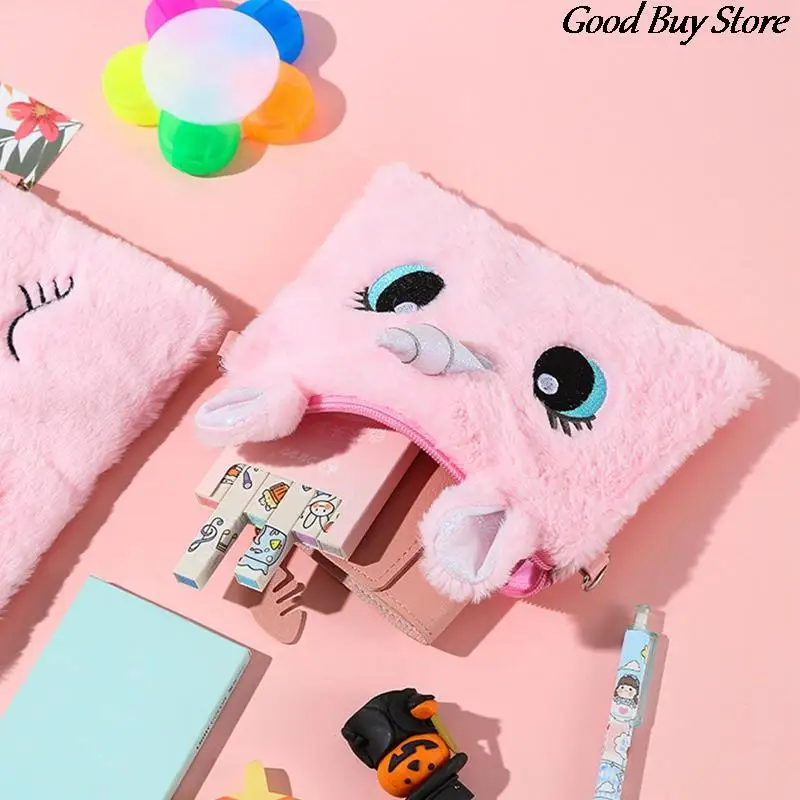 Soft Pink Color Children Storage Bags Lovely Animal Handbag Kids Plush Stuffed Shoulder Purse Girls Party Crossbody Bag Cute