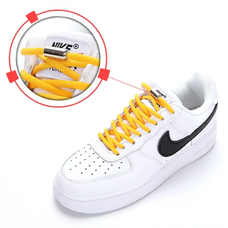 1 Pair No Tie Shoelaces For Sneakers Elastic Shoe Laces Round Capsule Metal Lock Lazy Shoes Lace Quick put on and take off