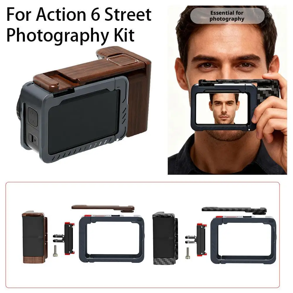

Для комплекта уличной фотографии Dji Action 6, металлическая клетка с ручкой, 1/4 дюйма, магнитная быстросъемная и кнопка затвора