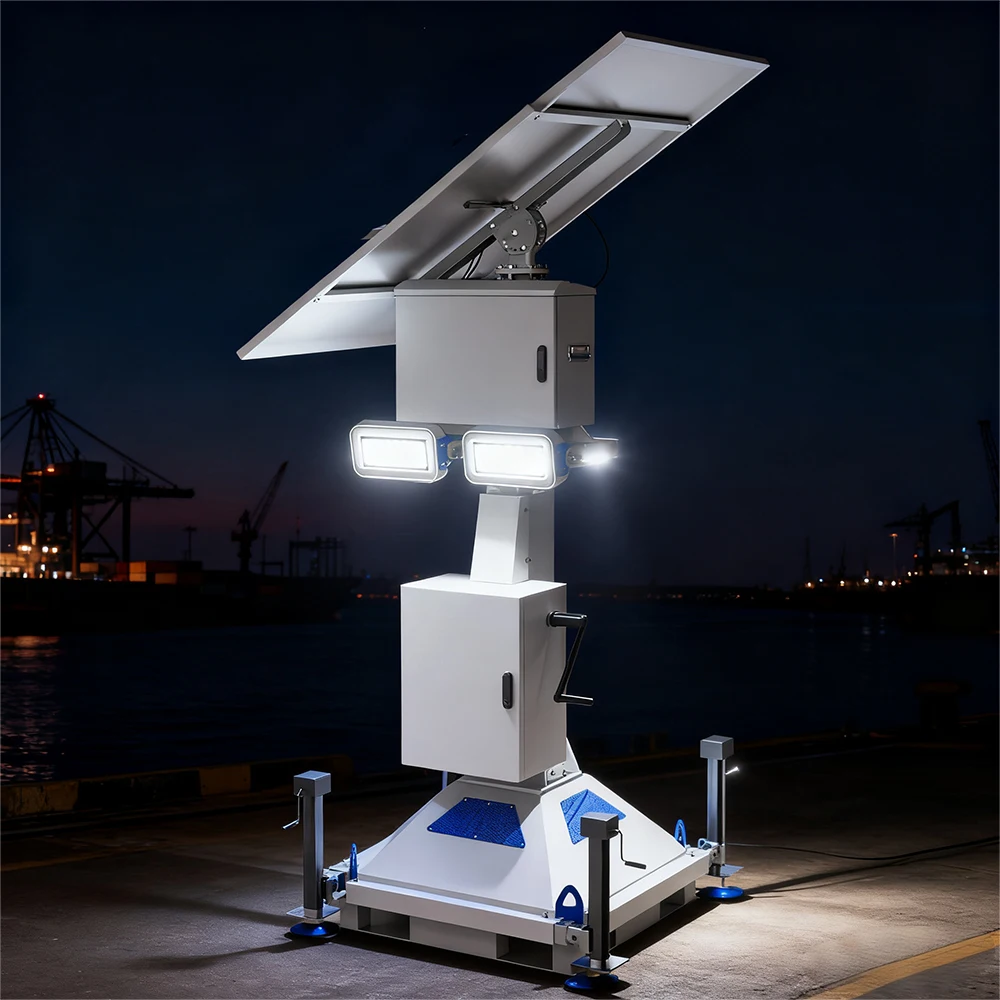 Easy To Install Solar Led Floodlight Street Lighting Tower For Port Lighting