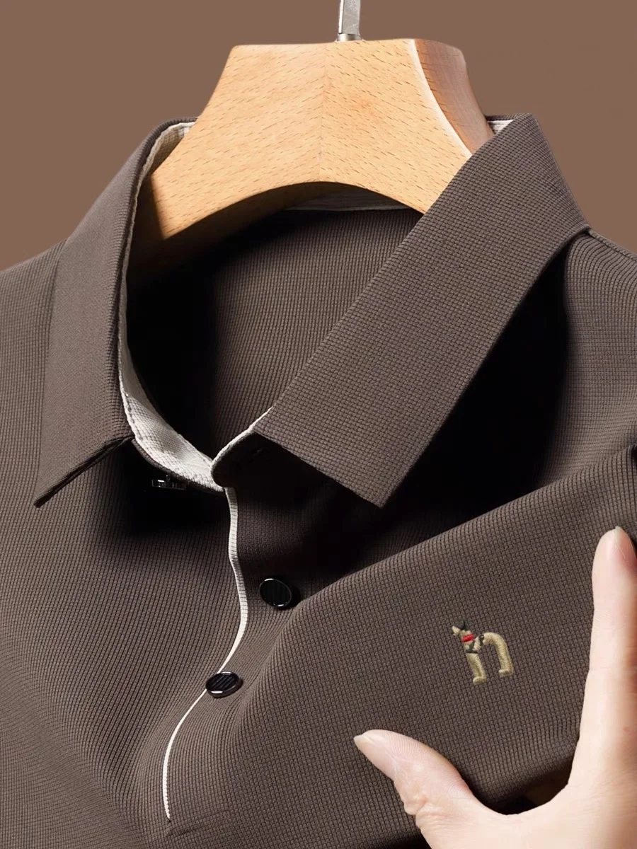 Summer New Men's Fashion T-shirt POLO Comfortable, Breathable, High end Embroidered Business Golf Flip Collar Top Short Sleeve image 4