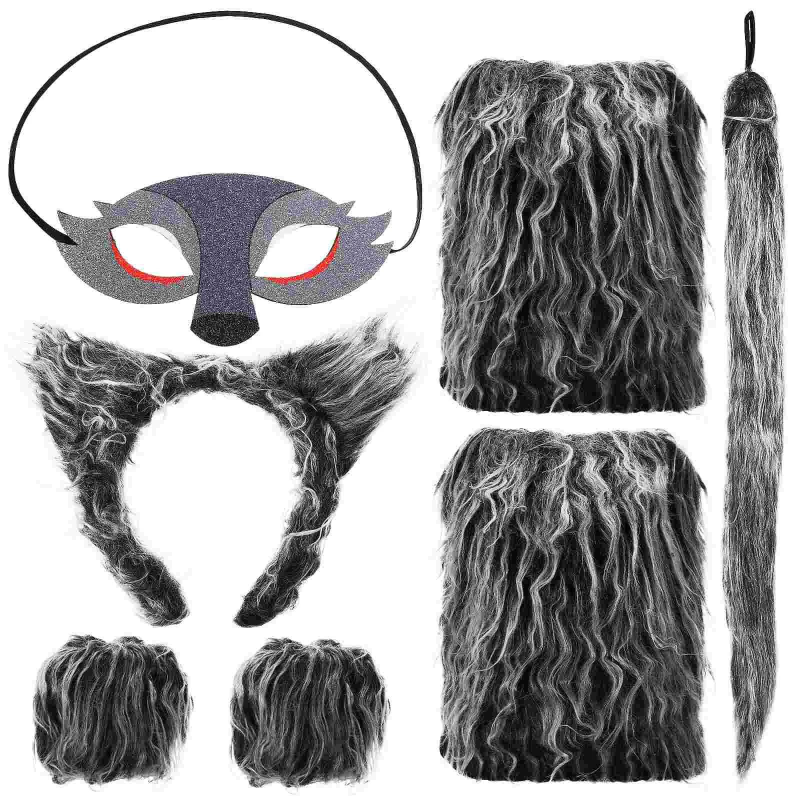 Ensemble de bande de sauna oreilles de loup, queue en fourrure, accessoire de cosplay, costume d'animal, olympiques d'Halloween