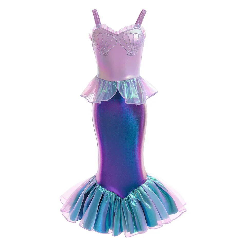 Mode Zeemeermin Jurk Kids Party Prom Kostuum Meisjes Ariel Carnaval Kleding Peuter Prinses Role Playing Sirene Make-Up Cosplay