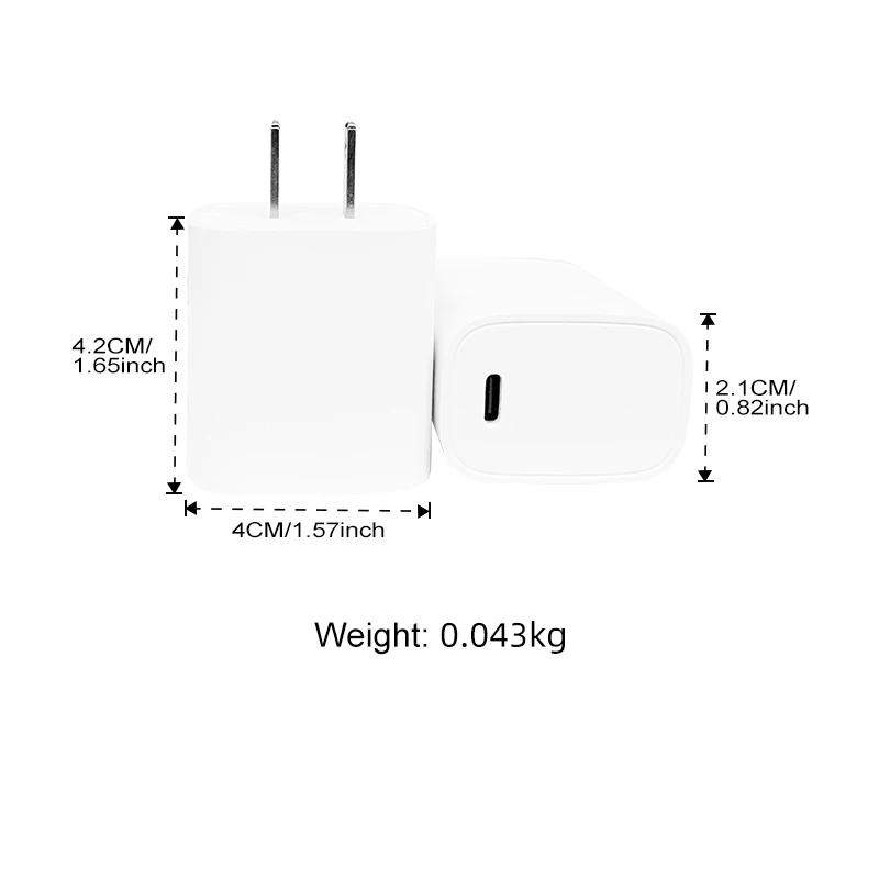 20W PD Fast Charger USB Type-C Port Portable Wall Power Adapter High Speed Charging Block for Smartphone Tablet