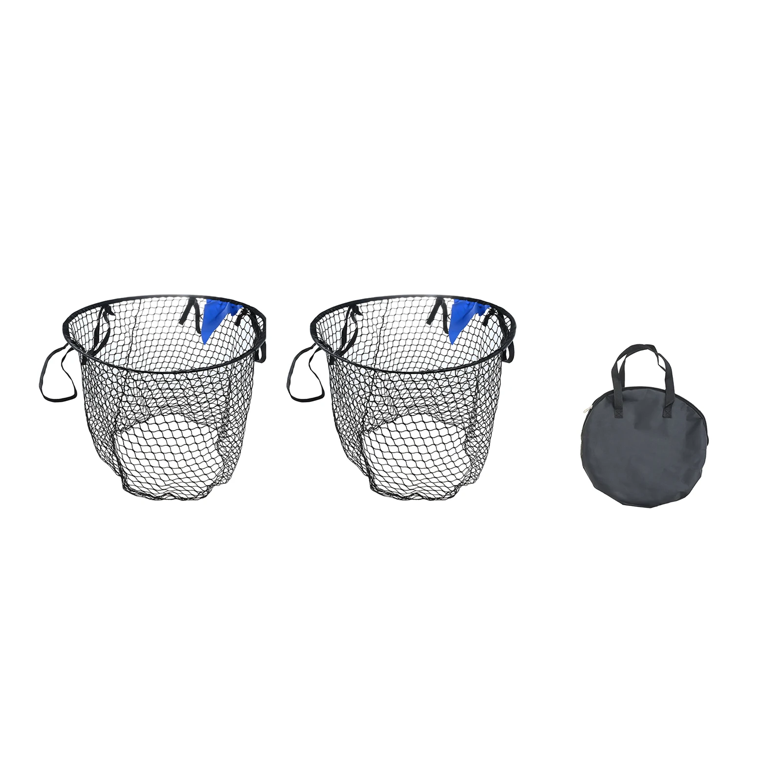2 Pcs 58cm Diameter Black Soccer Goals Target Net and 1 Pc Carry Storage Bag Foldable and Portability for Goals Training