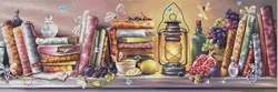 Beautiful bookshelf 64-28 Amishop Counted Cross Stitch Kit, Hydrangea, Violet, Chrysanthemum, Embroidery DIY, Home Decorate
