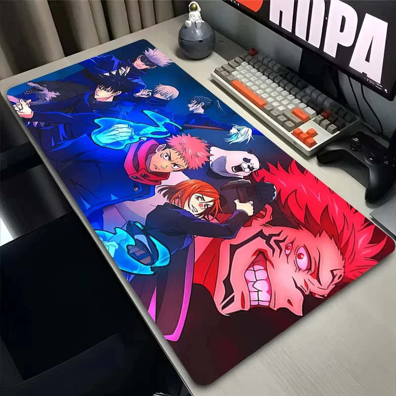 لوحة ماوس أنيمي كبيرة XXL Deskmat كمبيوتر محمول مكتب ماوس ديكور مكتب لوحة ماوس ممتدة الكمبيوتر حصيرة لوحة المفاتيح Jujutsu Kaisen حصيرة مكتبية