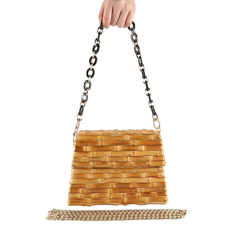 

Geometric Trapezoid Handbag Purse Nilerun Unique Handmade Natural Bamboo Root Shoulder Messenger Crossbody Bag