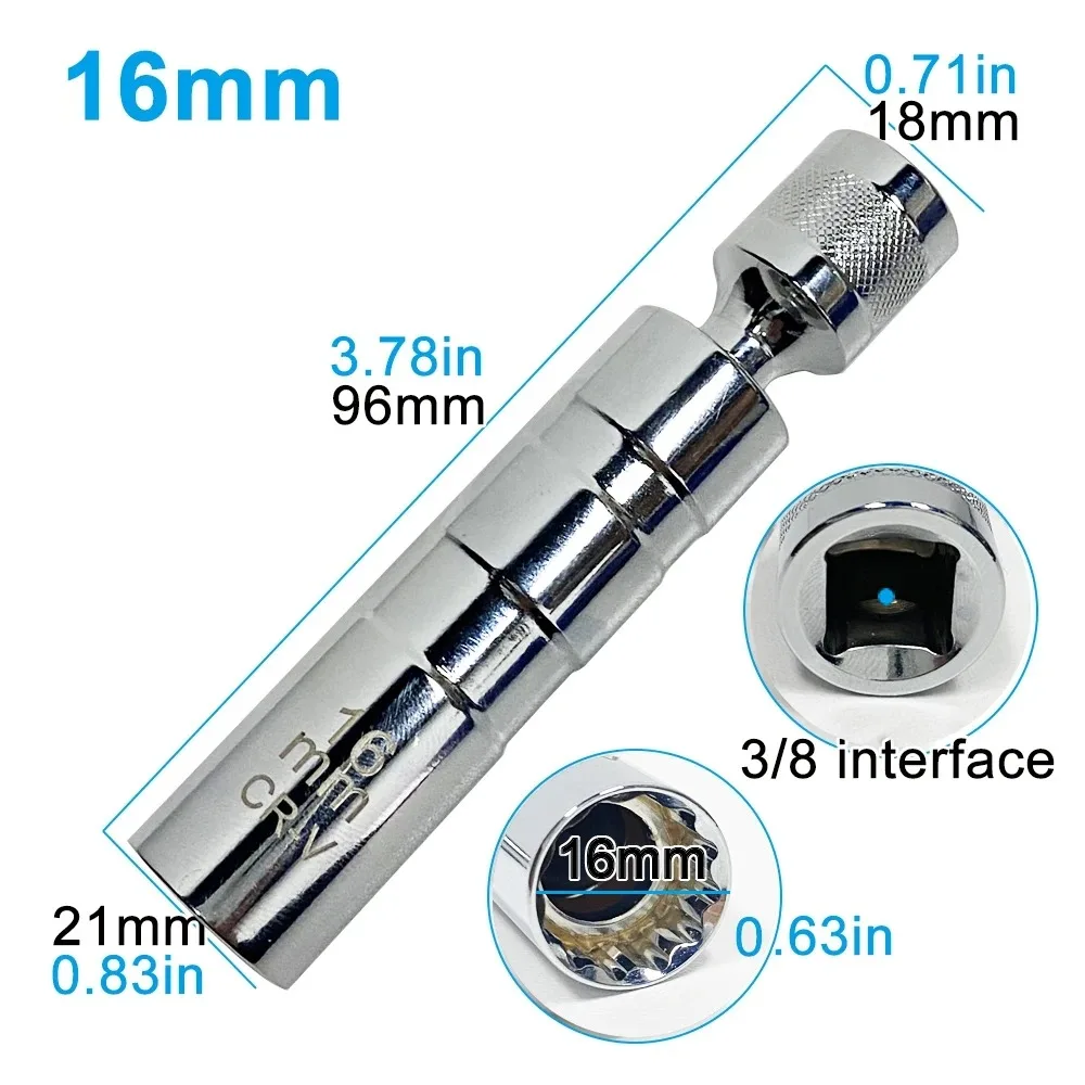 Universal Magnetic Spark Plug Sleeve Thin-walled Universal Joint 14/16mm Automotive Repair Spark Plug Disassembly Tool