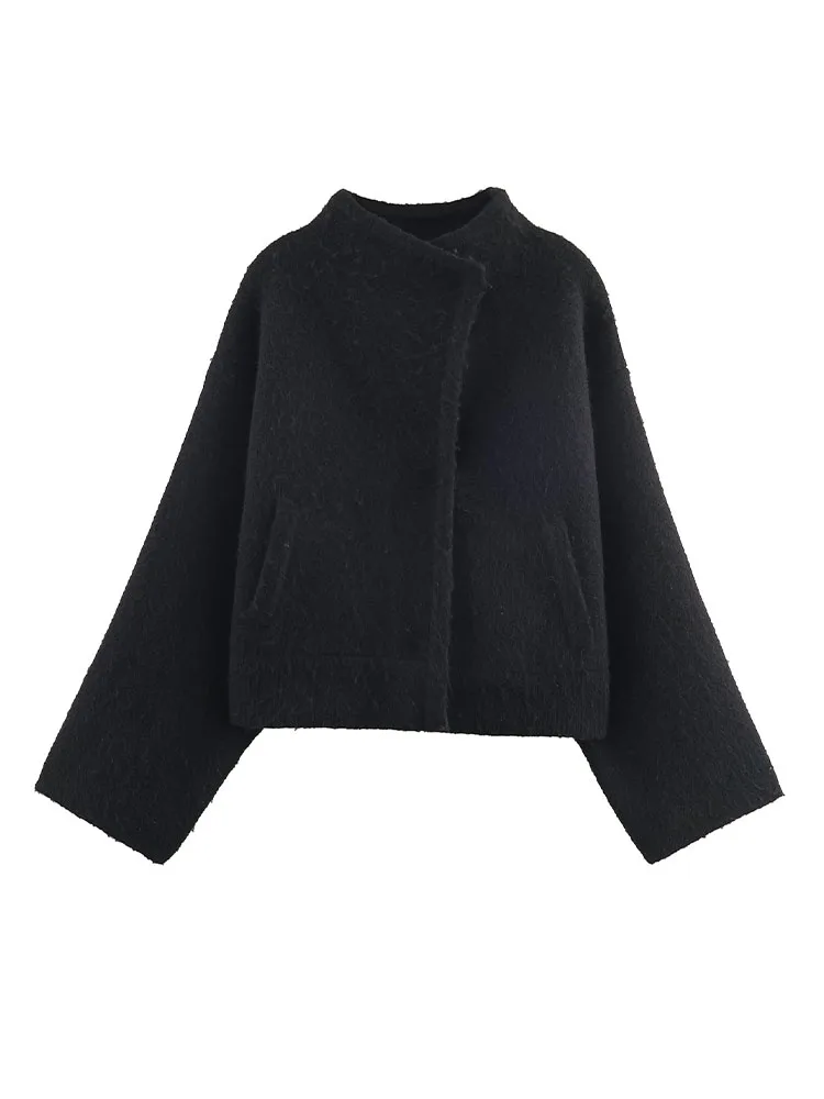

HH Woman New Fashion Casual High Street Short Coat Women Elegant Hidden Buckle Pocket Long Sleeves Solid Knitted Cardigan Mujer