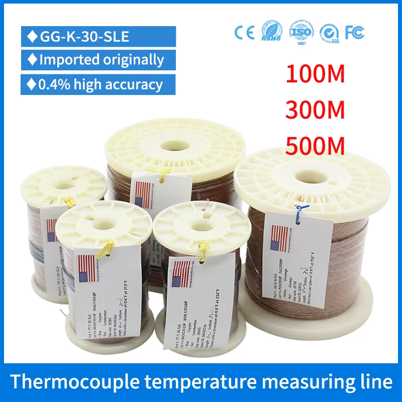 

Thermocouple Measurement Wire Cable K J GG-K-30-SLE GG-K-24-SLE TT-K-24-SLE TT-J TT-T Temperature Extension Wire Compensation