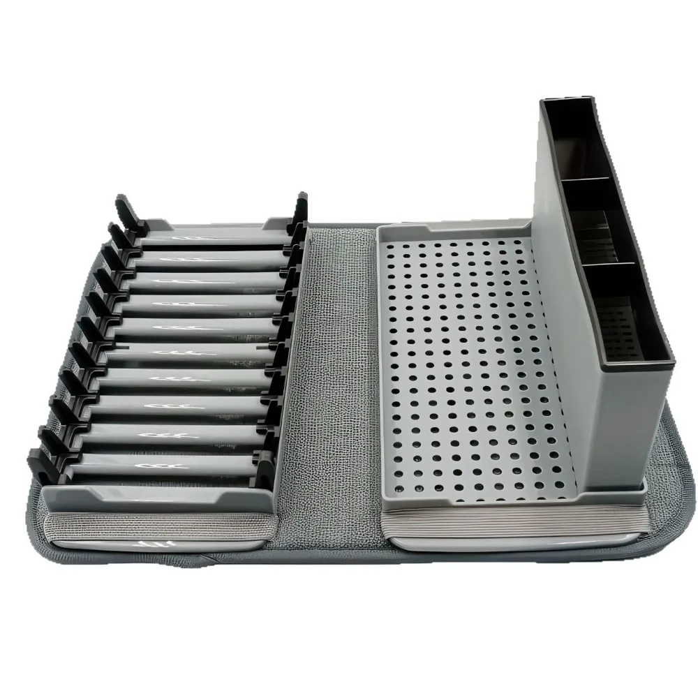 

4 in 1 Tableware Drainer Mat Non-slip Folding Dish Drying Rack Thickened with Cutlery Holder Absorbent Pad Table Decor