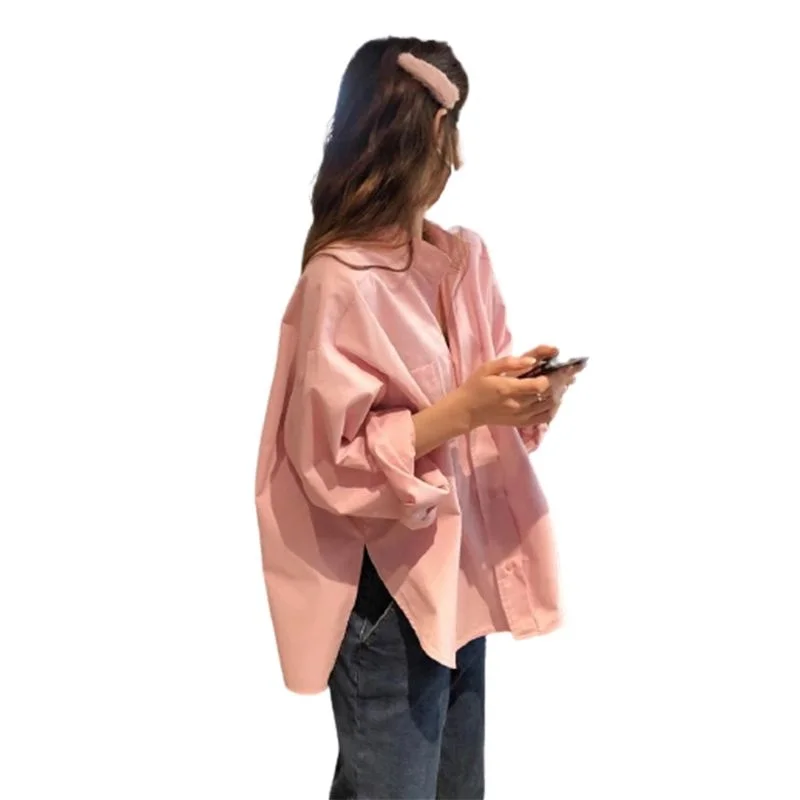 High with Design Sense Small Pink Long Sleeve Shirt New Style Autumn 2023 Blusas Clothes for Women Shirts Blouse