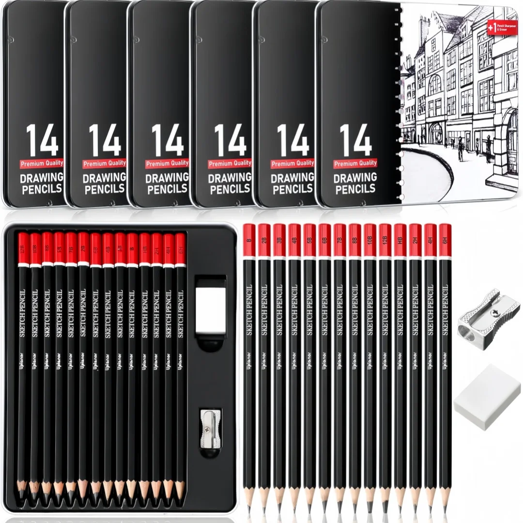 أقلام رسم فنية للطلاب 6H-12B قلم رسم فحمي حافظة حديد للمبتدئين واللوازم المهنية