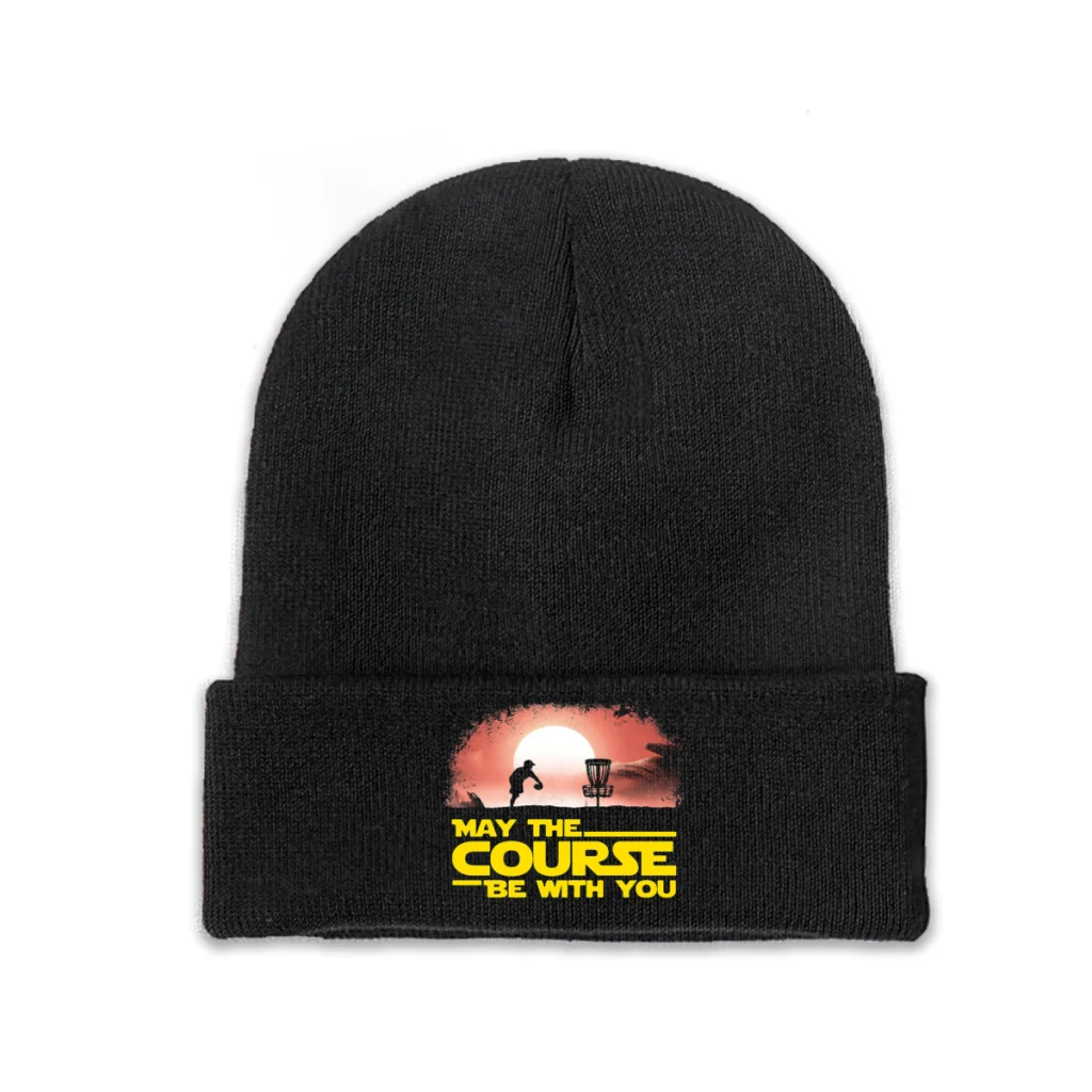 

Disc Golf Baskets Throw Sport Skullies Beanies Caps Premium May the Course Be With You Knitted Winter Warm Bonnet Hats Ski Cap