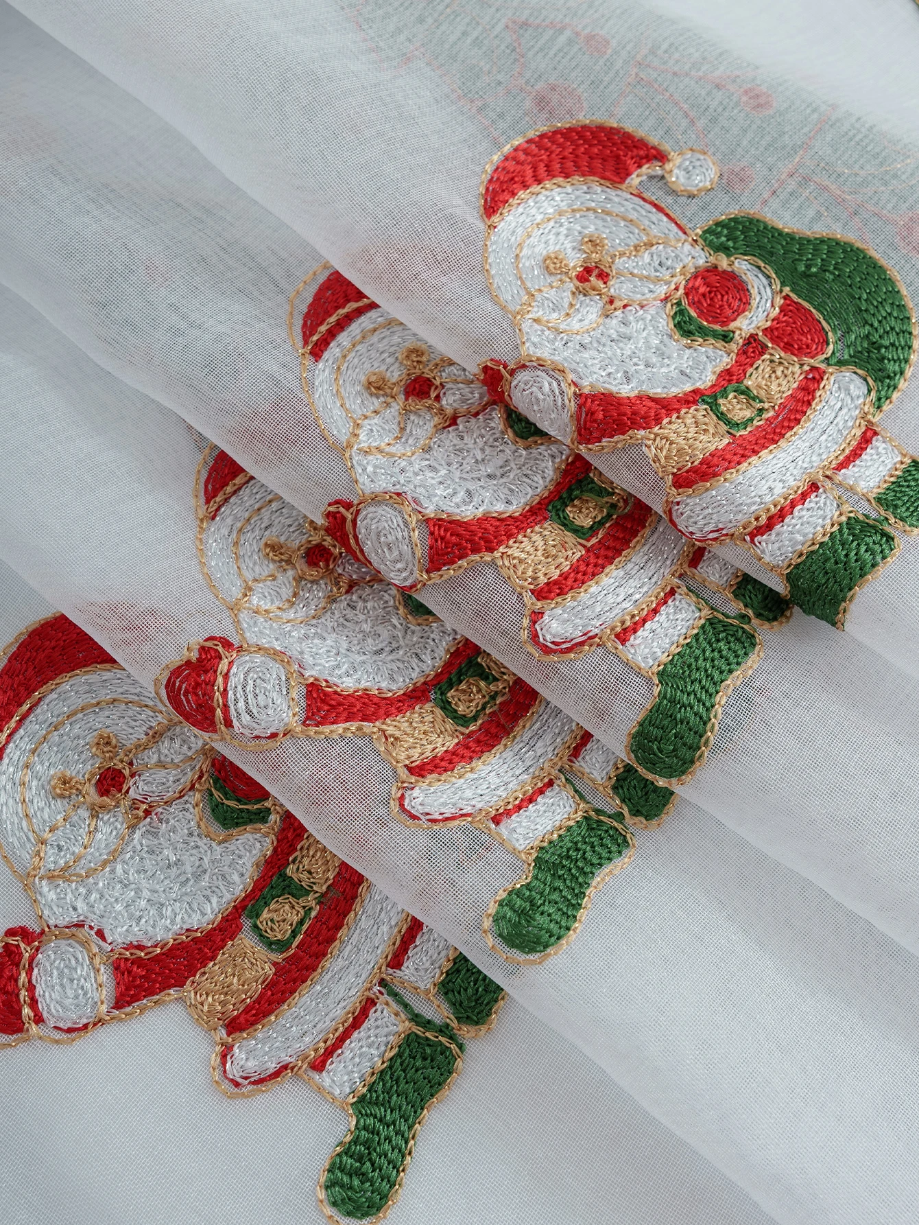 1 قطعة عيد الميلاد سانتا كلوز المطرزة شير القطب الستار لغرفة المعيشة غرفة نوم جو احتفالي ديكور نافذة العلاج