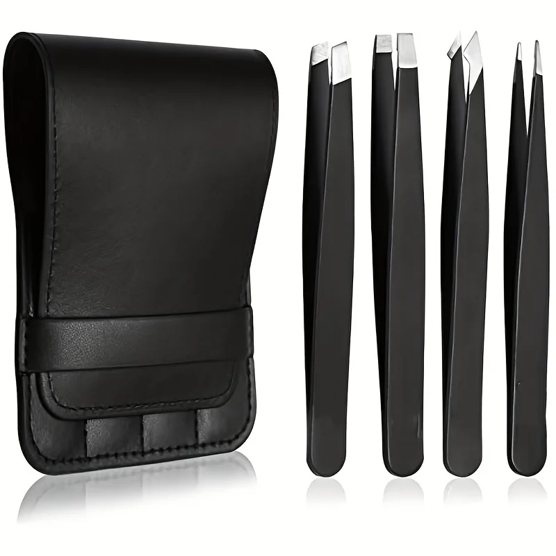Lot de 4 pinces à épiler pour le visage et les sourcils, outil de maquillage beauté, pinces à épiler en acier inoxydable couleur or rose pour extensions de cils