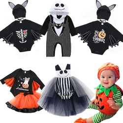 2024 Halloween Baby Kids Costumes Boys Girls Romper Set Cosplay Vampire Pirate Pumpkin Newborn Jumpsuit Infant Black Bat Clothes