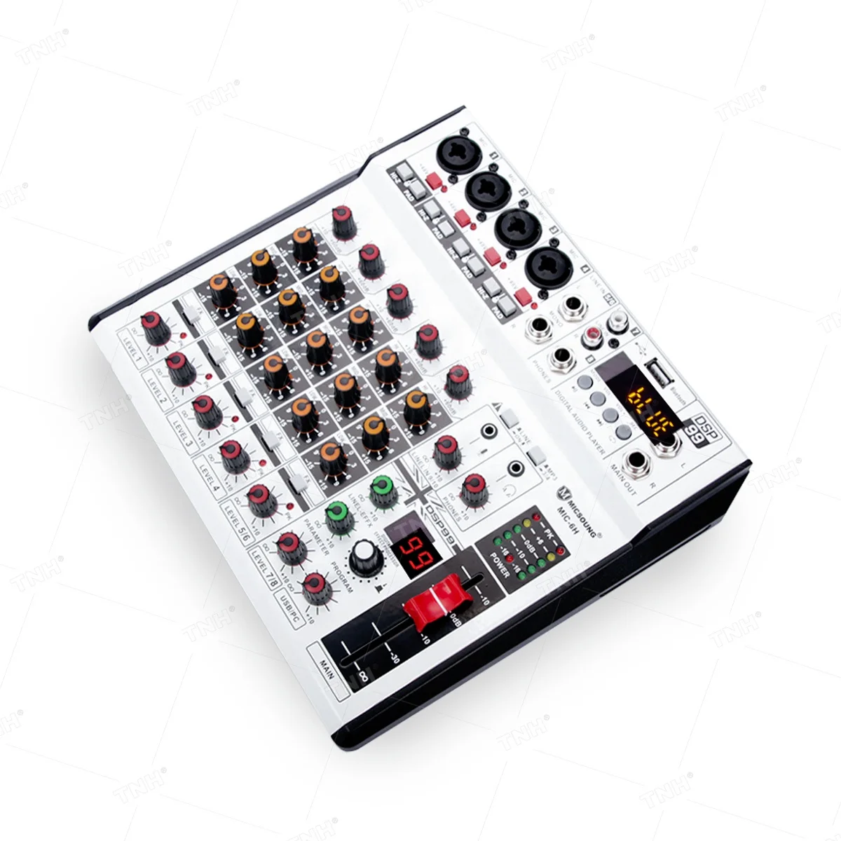 MIC-6H Professional 6 Channel Audio Mixer Mixing Console DJ Controller/Audio Console Mixer for Built-in 99 DSP Effect