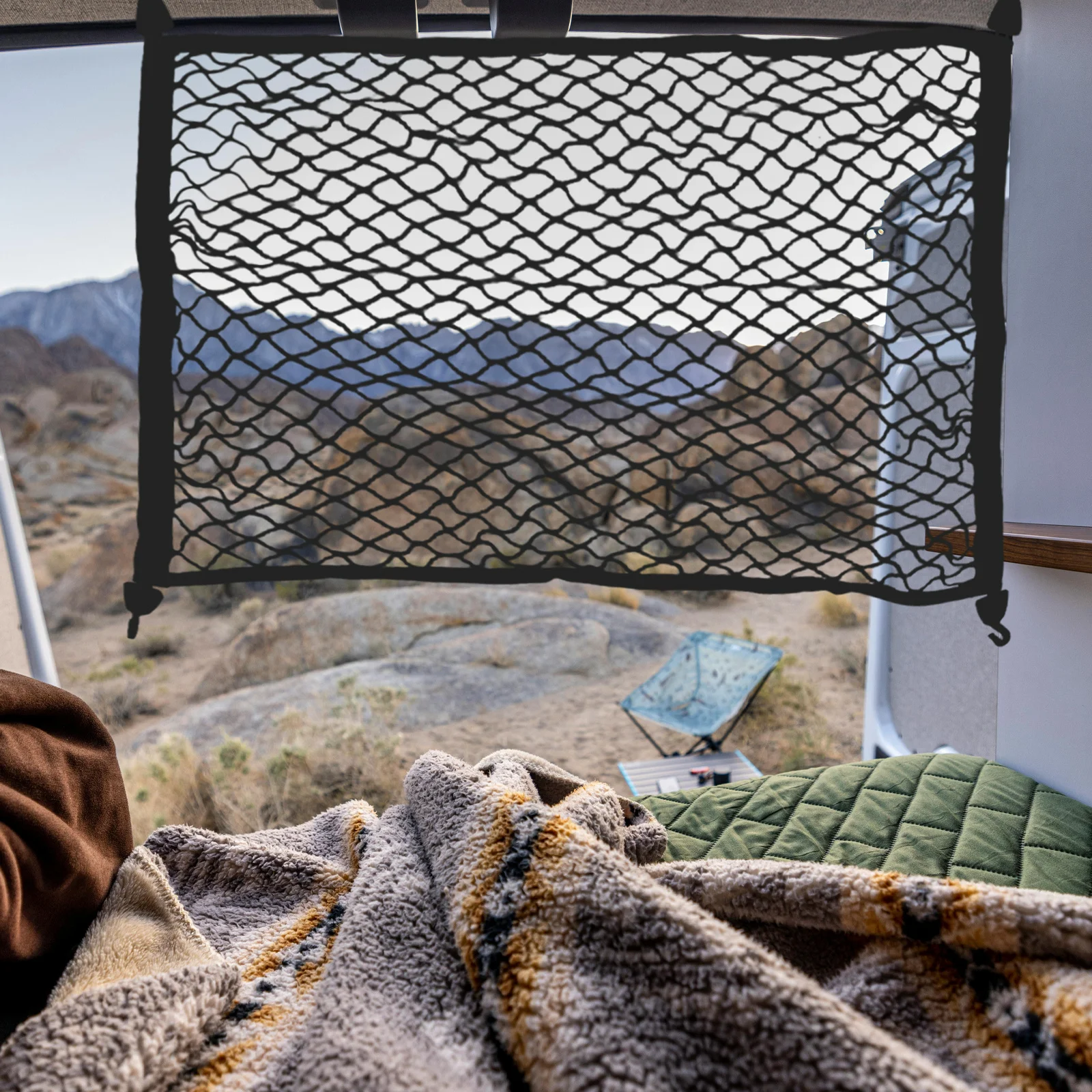 شبكة بضائع مرنة لعربة التخييم قابلة للطي وقابلة للتمدد غطاء عربة شبكي للاستخدام في الهواء الطلق شبكة بضائع بنجي