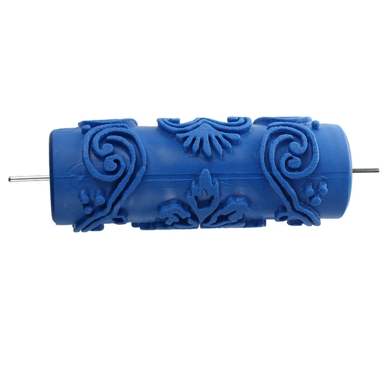 2X Paint Roller With Decorative Motifs For Machine Designs Flowers / Blue 15 Cm