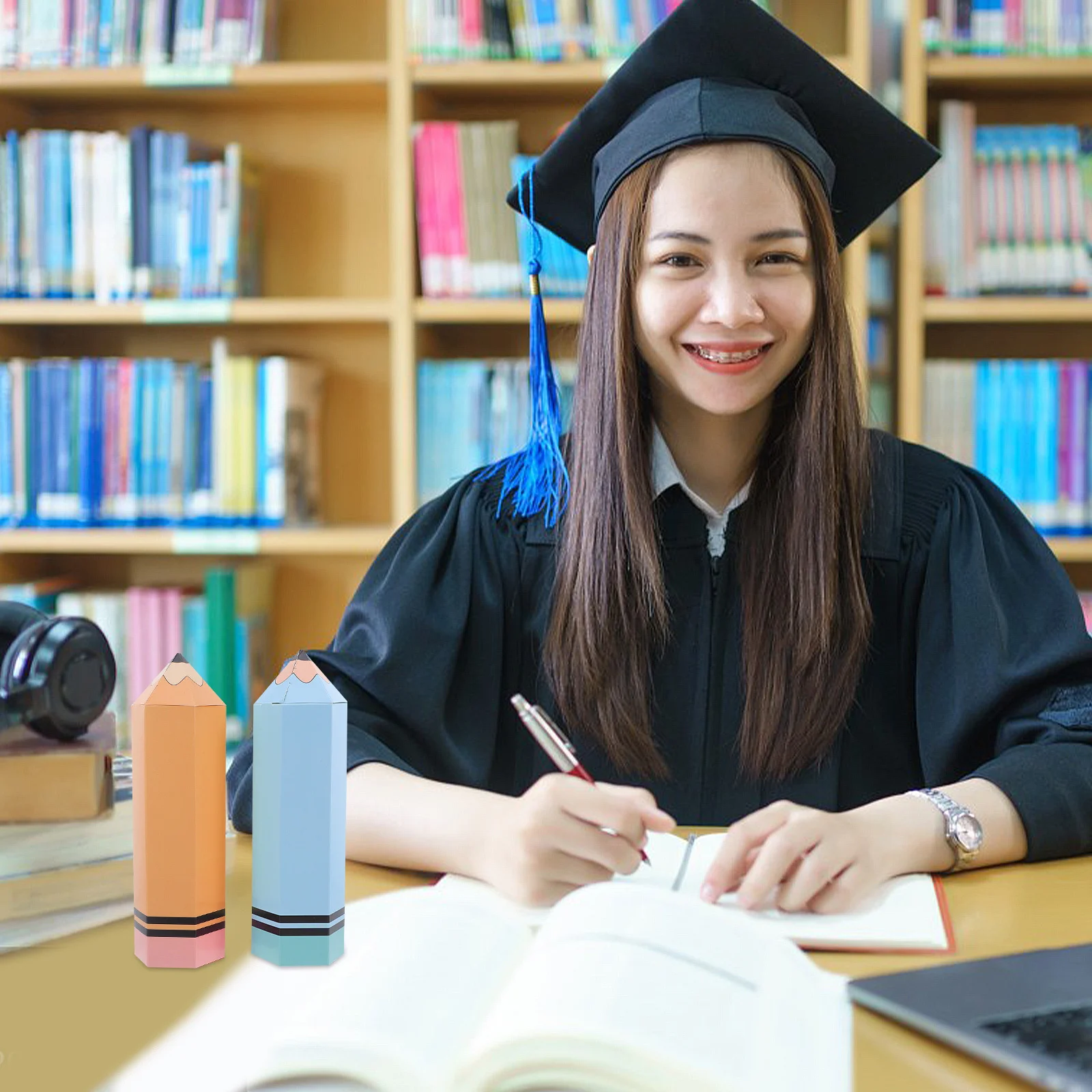 12 مجموعة من صناديق حلوى القلم الرصاص على شكل صناديق هدايا العودة إلى المدرسة والفصول الدراسية وحفلات الأطفال واللوازم المدرسية #5