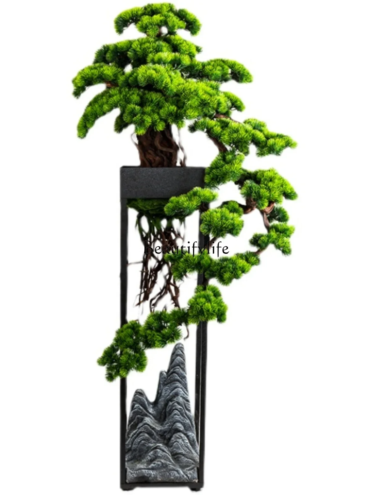 

45New Chinese Style Large Artificial Green Plant Bonsai Welcoming Pine Ornament for Living Room