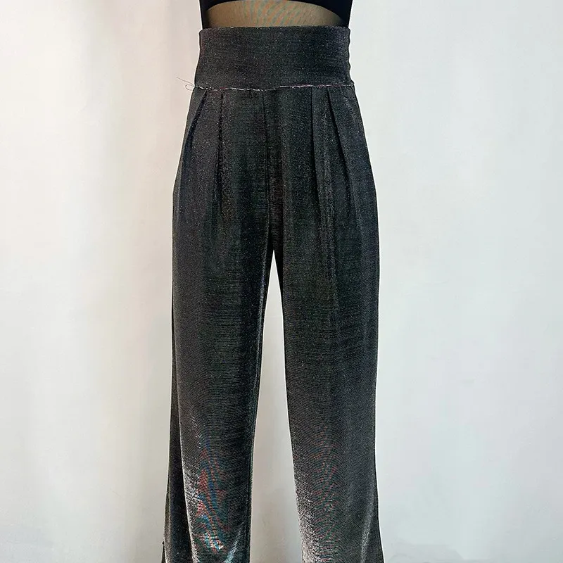 2026 New Latin Dance Pants For Women Shiny Wide Leg Pants Chacha Rumba Tango Adult Female Latin Dance Practice Clothes XH4339