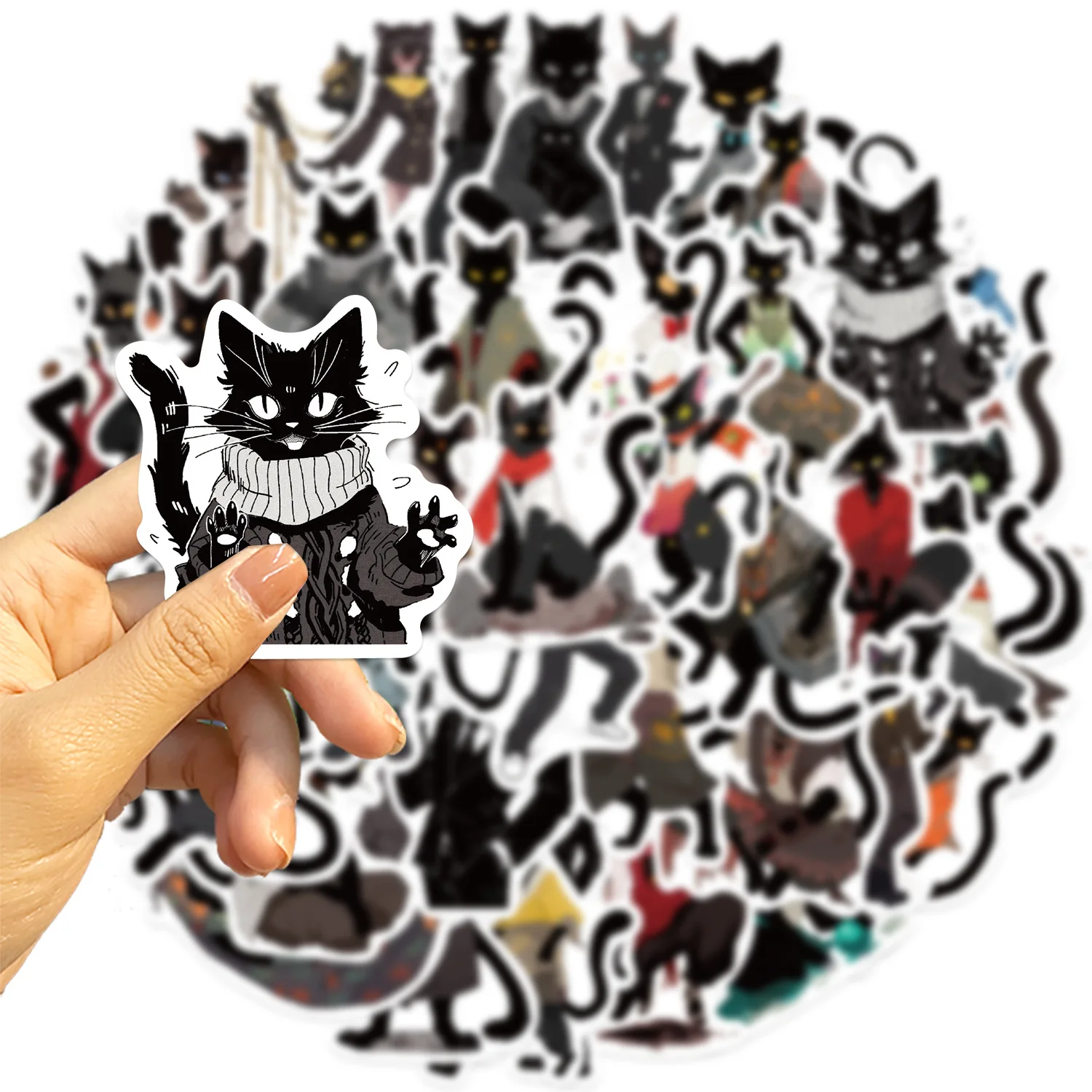 10/30/50Pcs cartoon Black cat Anthropomorphic youth Stickers For Suitcase Skateboard Laptop DIY Luggage Fridge Phone Car Styling