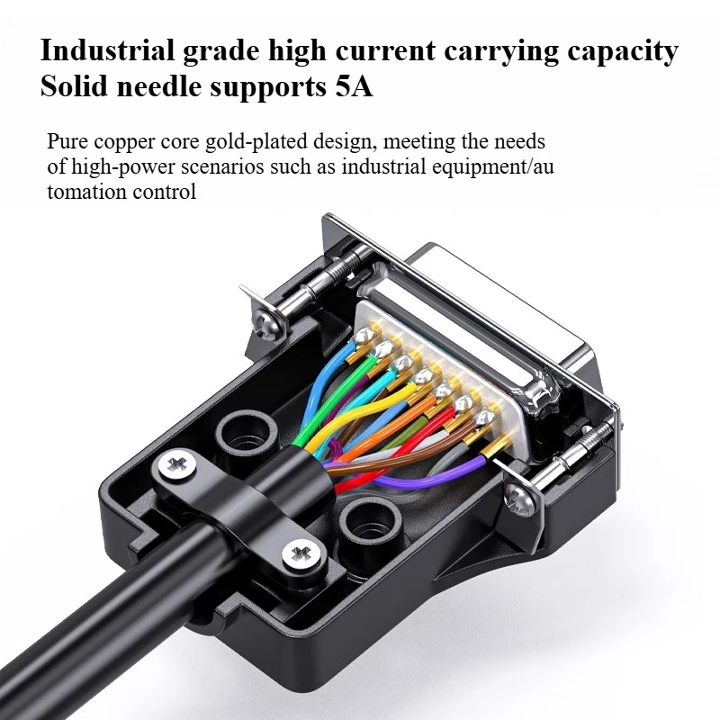 Industrial Grade DB15 Soldering Connector 2 Rows 15Pin Male Female Head Plug DC Solid Pin Parallel Port Serial Port Connector