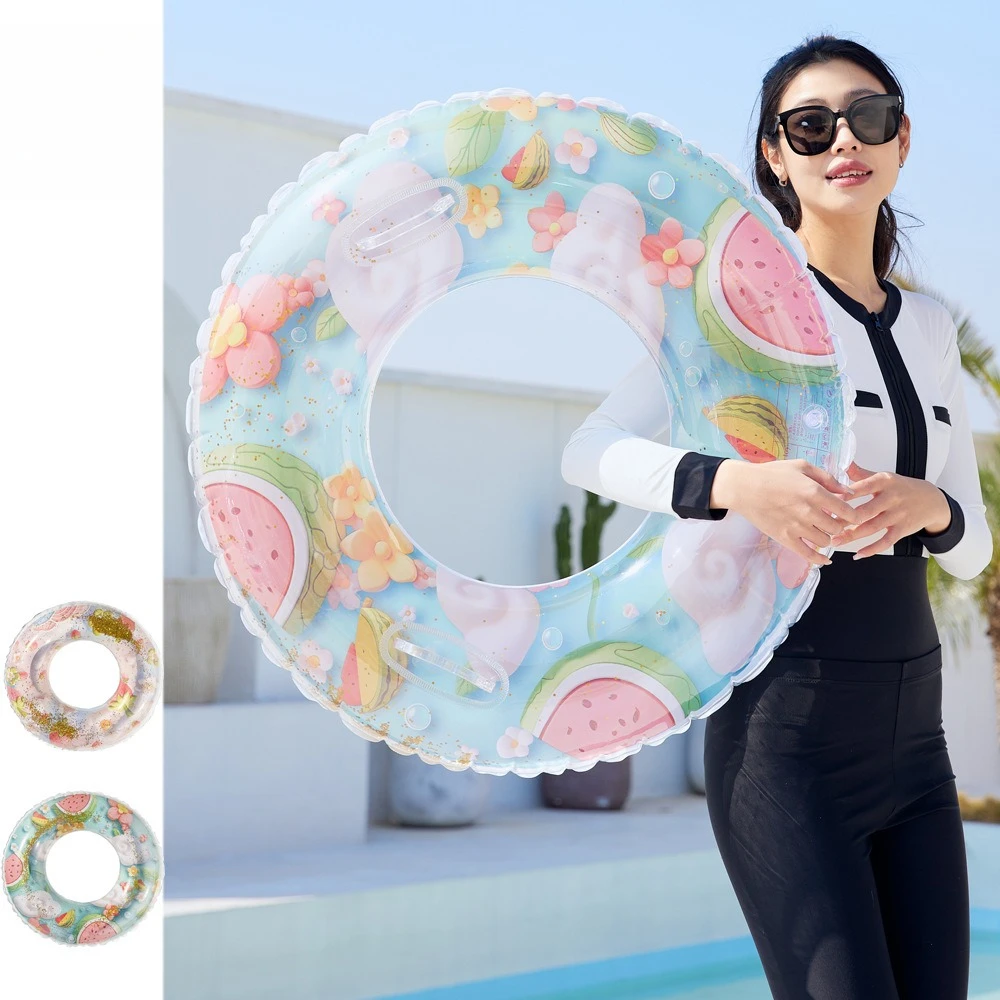 

colorful fruit children's swimming ring sequined strawberry swimming ring watermelon underarm ring parent-child underarm