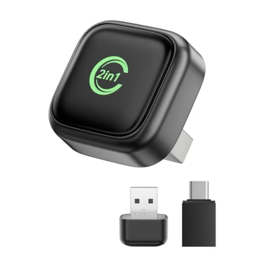 

Беспроводной адаптер CarPlay: превращает проводной CarPlay и Android Auto в беспроводные, 2-в-1, миниатюрный, Plug and Play, быстрое автоматическое подключение, без привязки к определенному устройству.