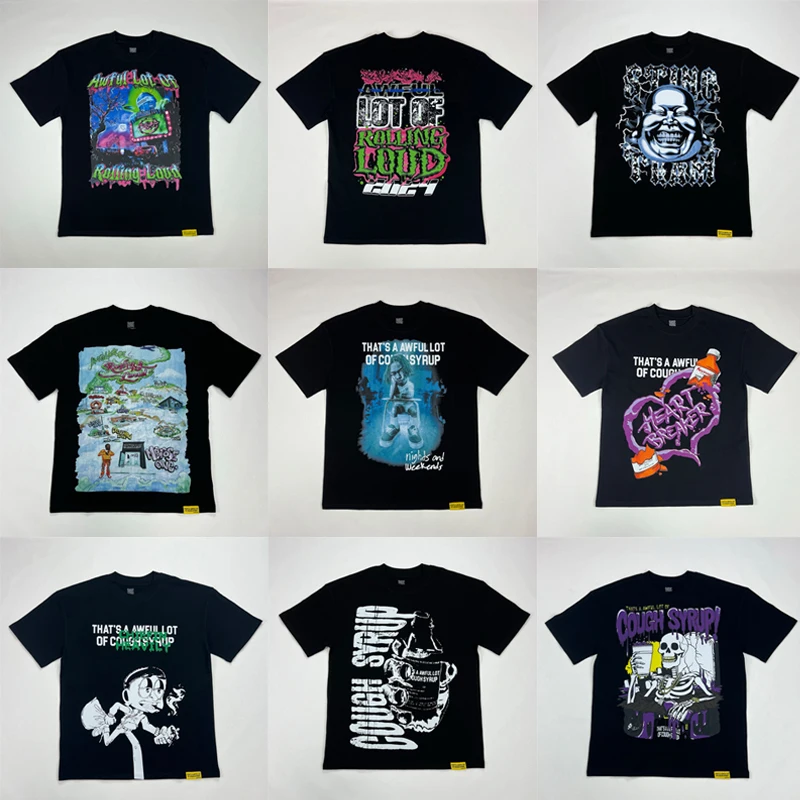 

THAT'S A AWFUL LOT OF COUGH SYRUP T-shirt High Street Summer Men Women Letter Pattern Letter Print Cough Syrup Short Sleeves