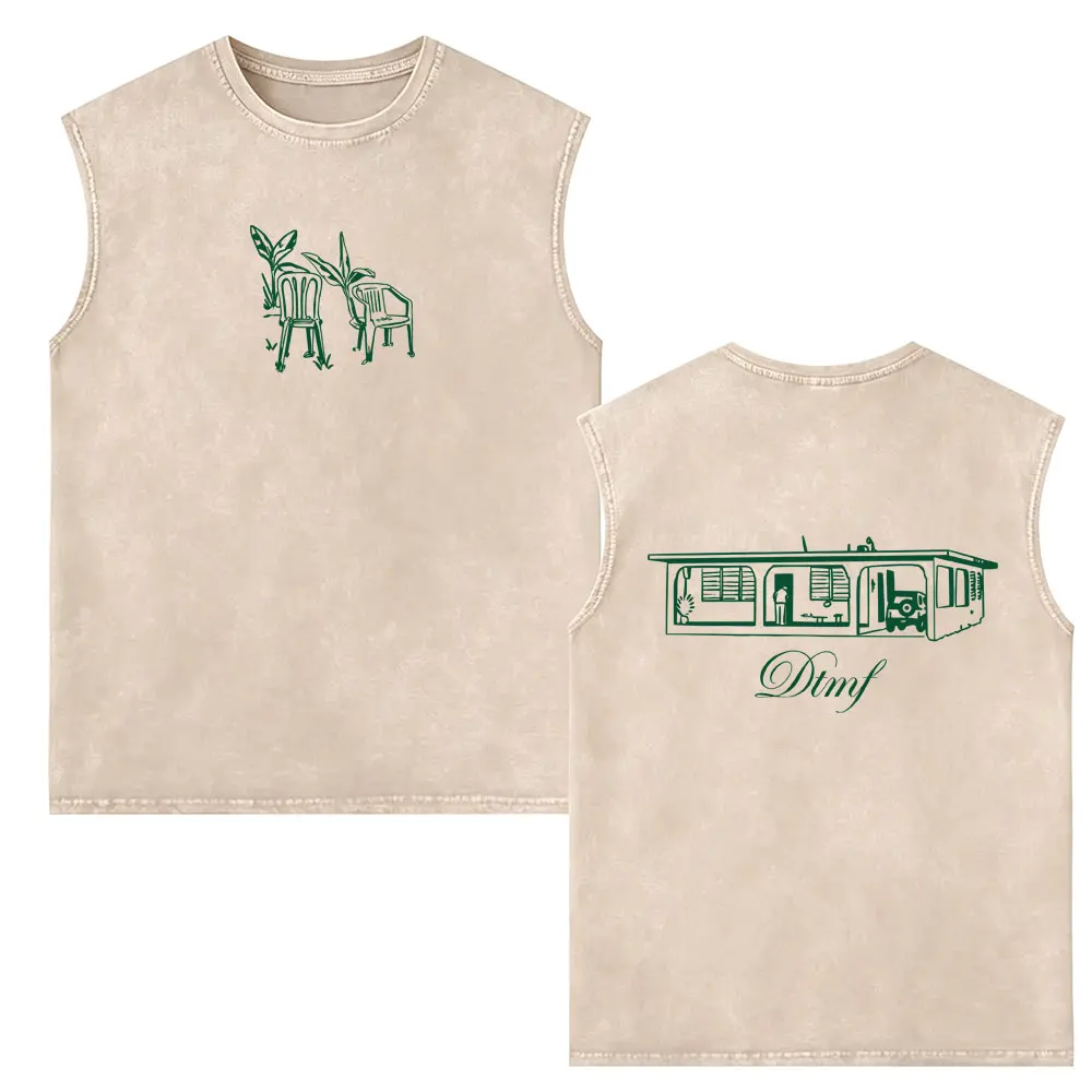 

Rapper Bad Bunny Washed Sleeveless Vest Debi Tirar Mas Fotos DTMF World Tour Tank Tops Men Women Fashion Hip Hop Cool Streetwear