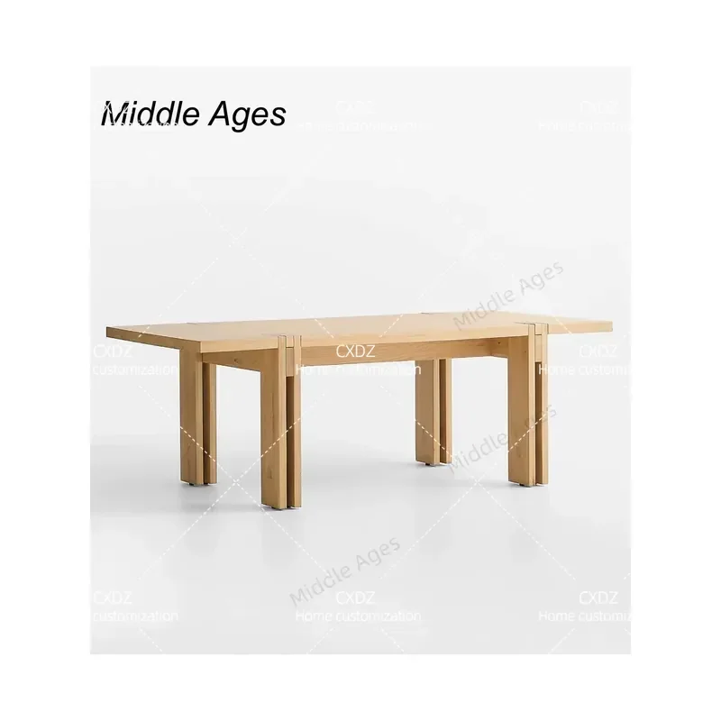 Medieval Style Wabi Sabi Solid Wood Dining Table Rectangular High End Desk Simple Household Table Premium Restaurant