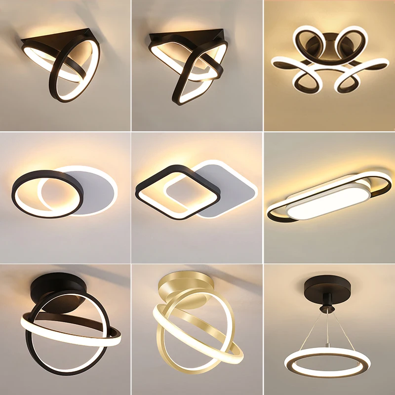 

Modern Ceiling Light for Room Hallways Corridor Cold Warm Light Black LED Fixtures Ceiling Lamps for Living Room Lighting