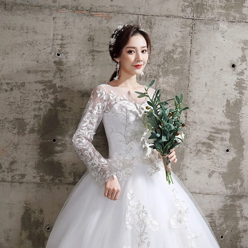 2026 New Arrival Forest Style One Shoulder Court Wedding Dress Elegant Bridal Simple Custom Lace Long Wedding Gown for Big Day