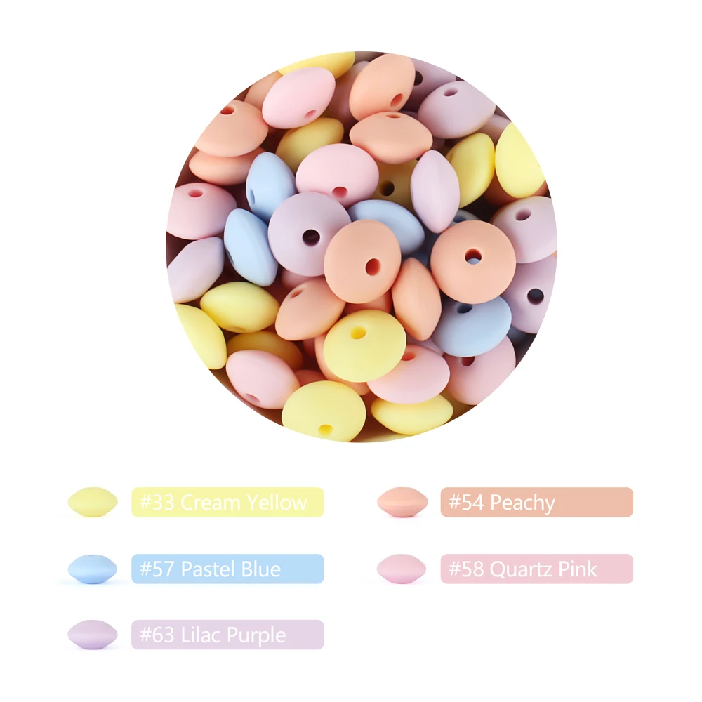 30Pcs Silicone Lentil Beads BPA Free Baby Teething Beads DIY Pacifier Necklace Making Toys Accessories Baby Silicone Teethers