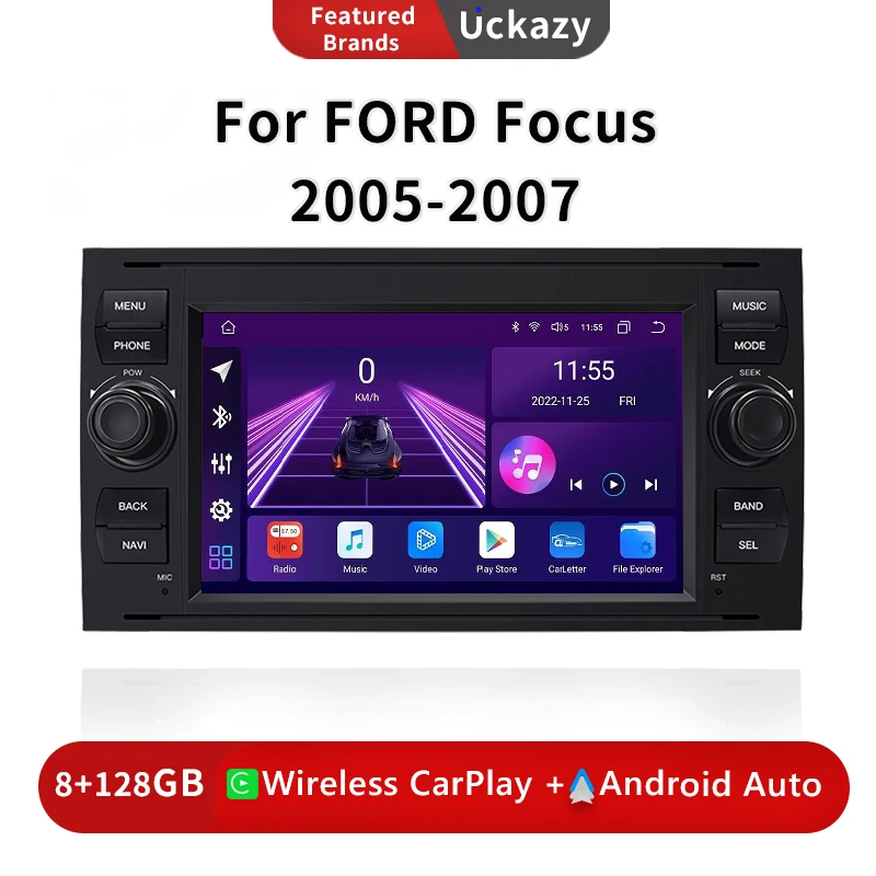 2 din Android 13 Car Radio NO DVD Player For Ford Focus 2 Ford Fiesta Mondeo 4 C-Max S-Max Fusion Transit Kuga MultimediaStereo