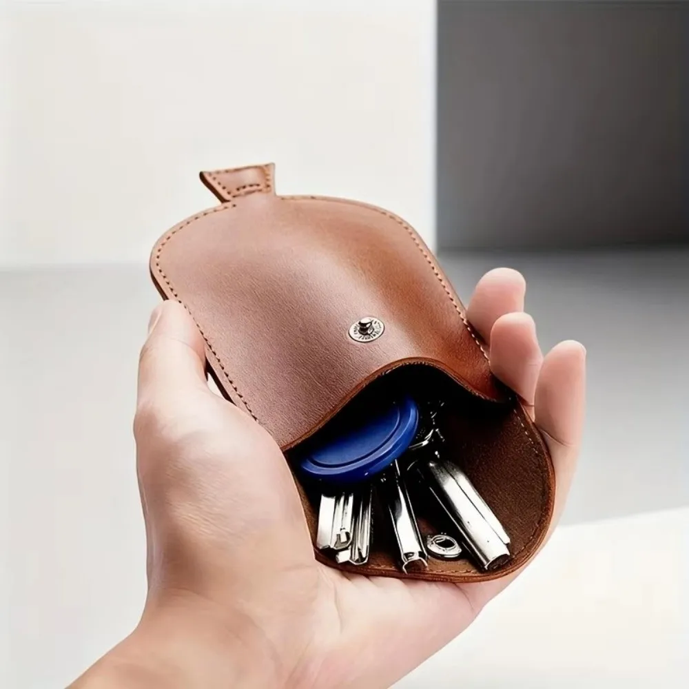 Mini Key Holder Household Large Capacity Key Case with Pull-Out Design Faux Leather Key Chain Key Bag For Cars, Office, Travel