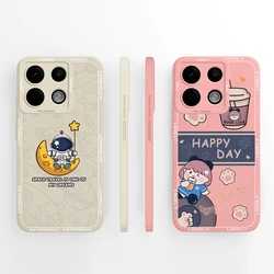 For Xiaomi Redmi Note 13 Pro 5G Poco X6 5G Case Lovely Girl Astronaut Liquid Back Cover For Redmi note13Pro 5G pocoX6 5G Funda
