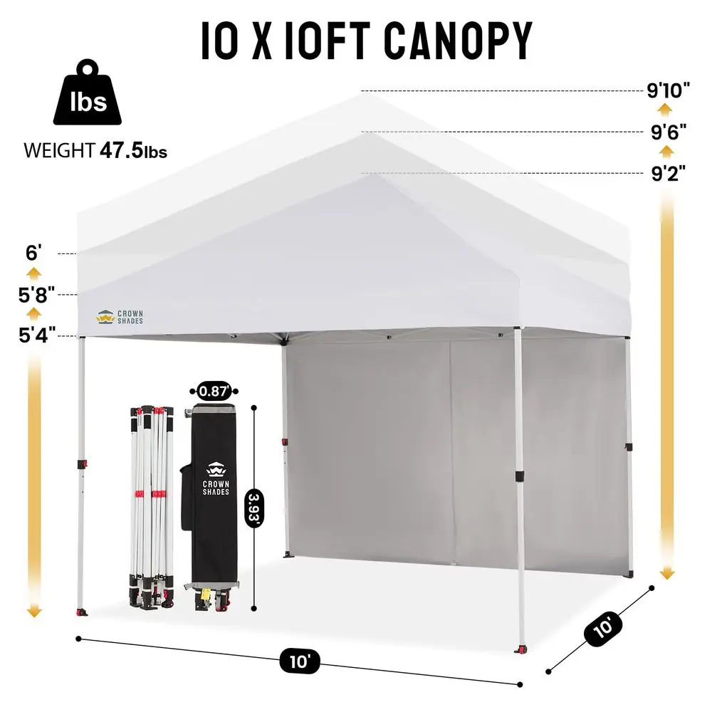

10X10 Commercial Instant Canopy Pop Up Tent with Center Lock, 300D Fabric, 4 Sidewalls, StoN Go Bag, White