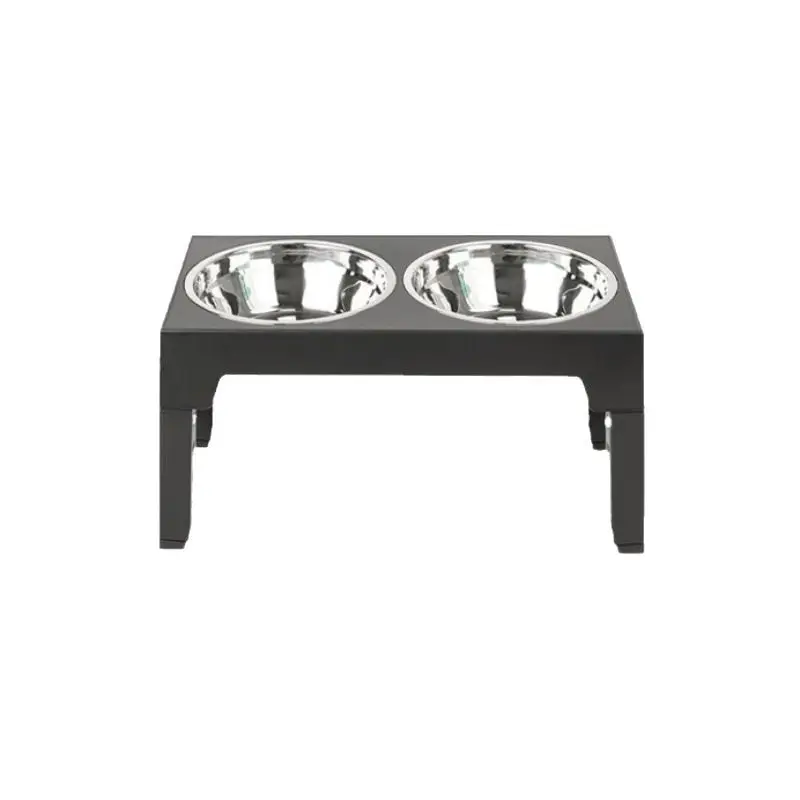 Slow Feeder Dog Bowl Adjustable Elevated Pet Food Dish Stainless Steel Neck Protection Double Bowl Rack